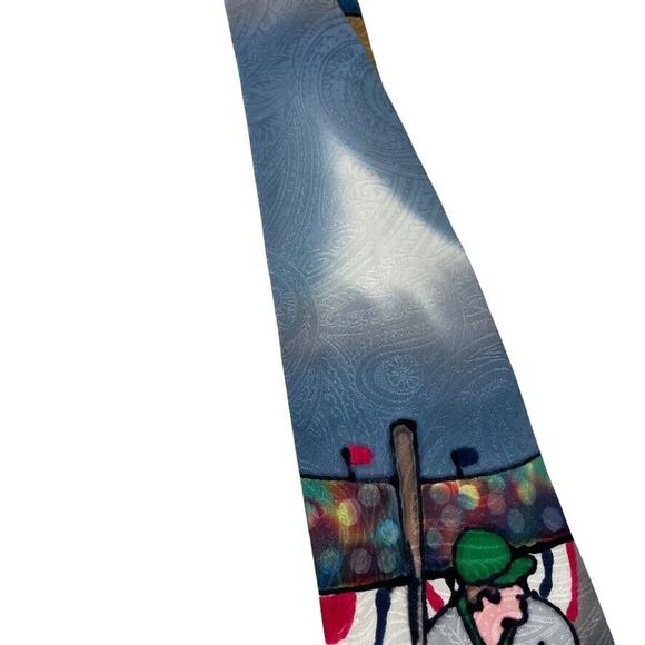 Robert Daskal Hand Painted Baseball Player 100% Silk Mens Necktie Tie Paisley - Picture 6 of 16